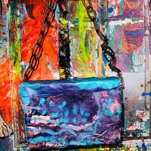 Acrylic on canvas paint purses totes bags clutches statement piece